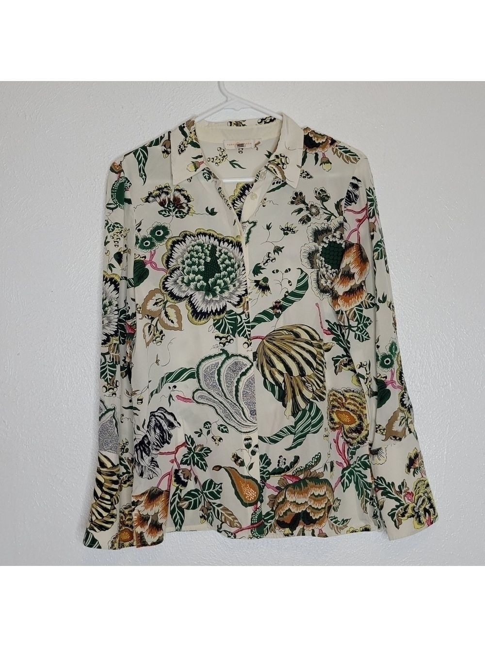Tory Burch Erica Printed Silk Button-Down Top Women's Size Small - Picture 5 of 15